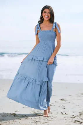 X Madison Beach Wedding Something Blue Smocked Maxi Dress